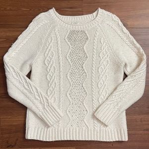 J.Crew Factory Embellished Cable Knit Sweater